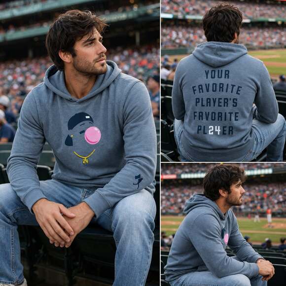 Baseballism Other - Baseballism Ken Griffey Jr Hoodie Bubble Gum Graphic Gray Medium Pullover